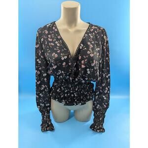 WAYF Floral Print Smocked‎ Blouse NWOT